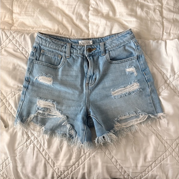 Cello Pants - Cello Light Blue Ripped Jean Shorts